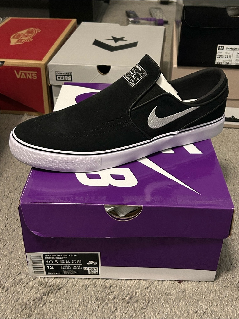 Nike SB Janoski Slip-On Skate Shoe - Black/White 10.5 New!!